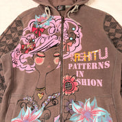 Euro Beaded Graphic Zip Up Hoodie (M-L)