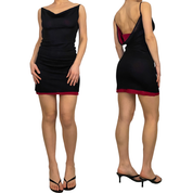 Red & Black Drapey Knit Mini Dress (XS/S)