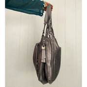 Silver Leather Hobo Bag