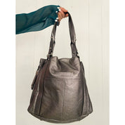 Silver Leather Hobo Bag