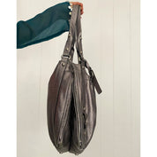 Silver Leather Hobo Bag