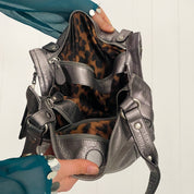 Silver Leather Hobo Bag