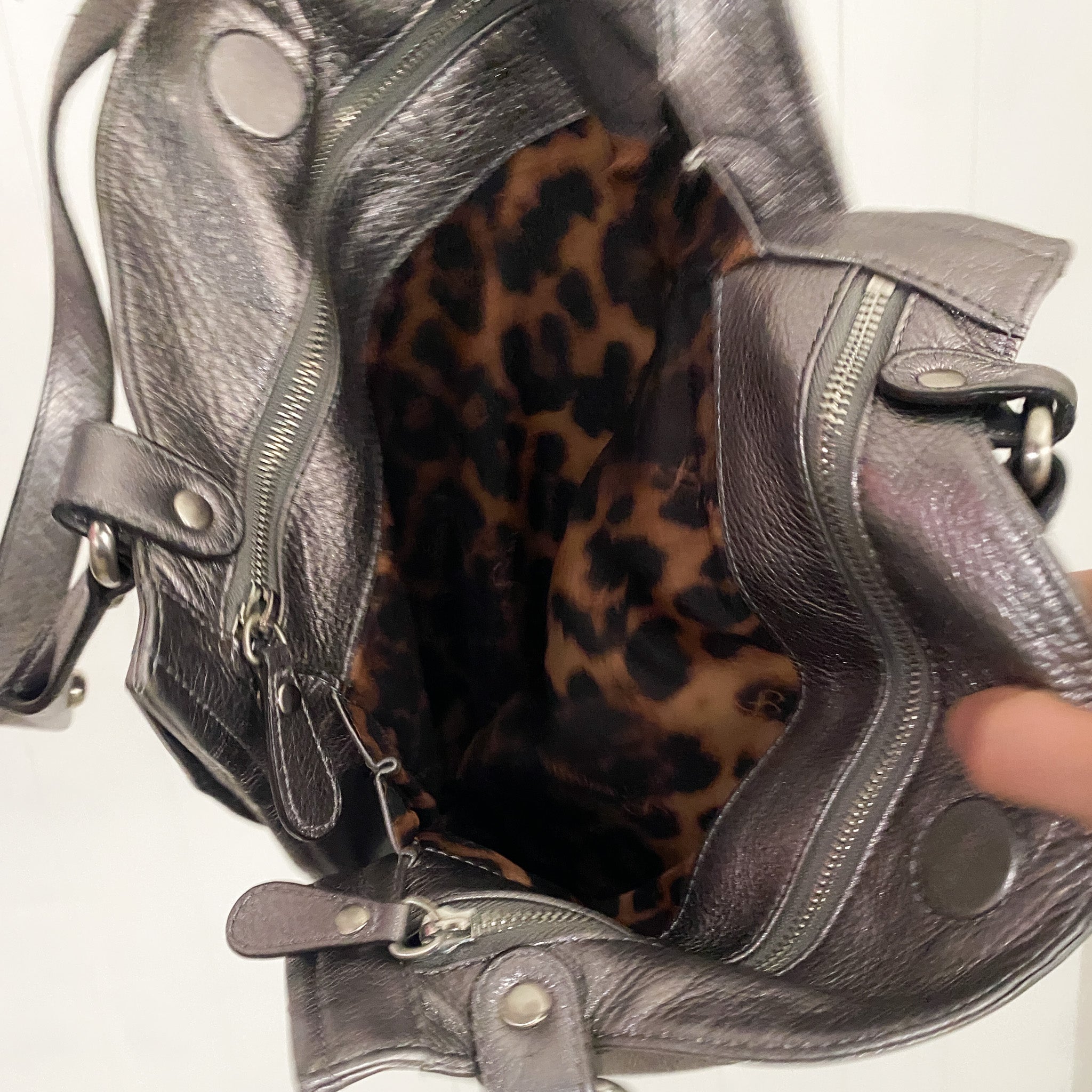 Silver Leather Hobo Bag