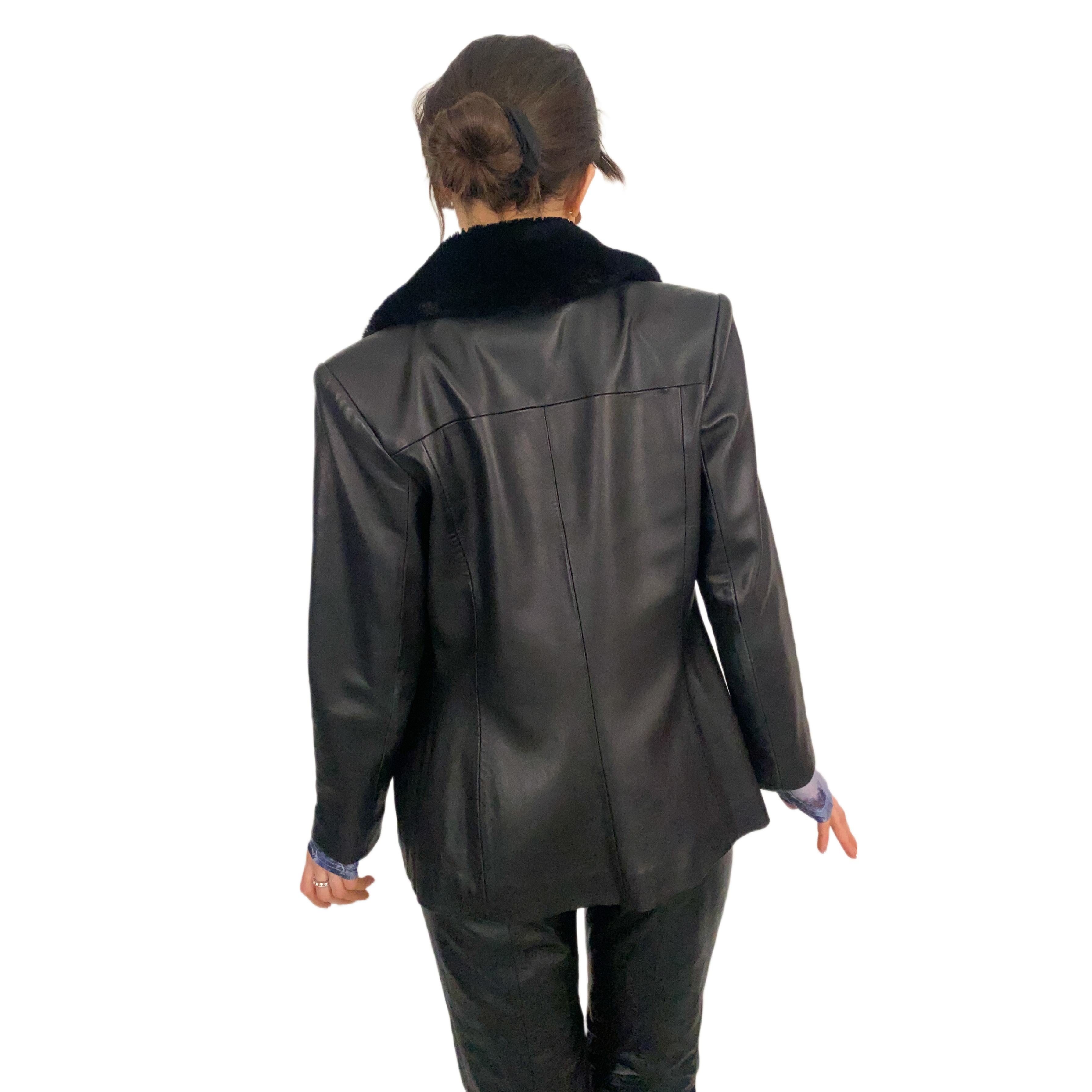 Vintage Black Faux Fur Jacket (M)