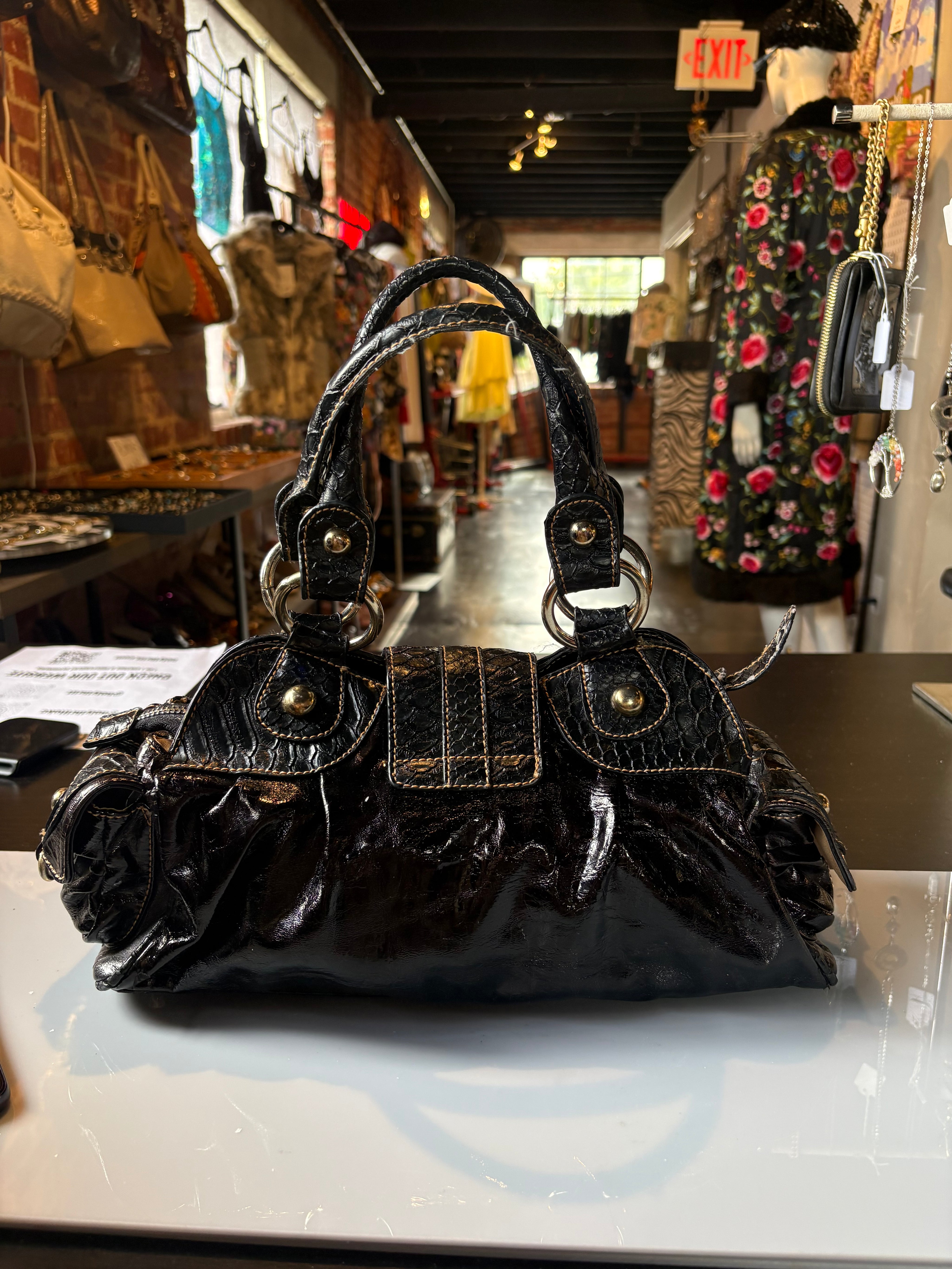Guess Faux-Python Shoulder Bag