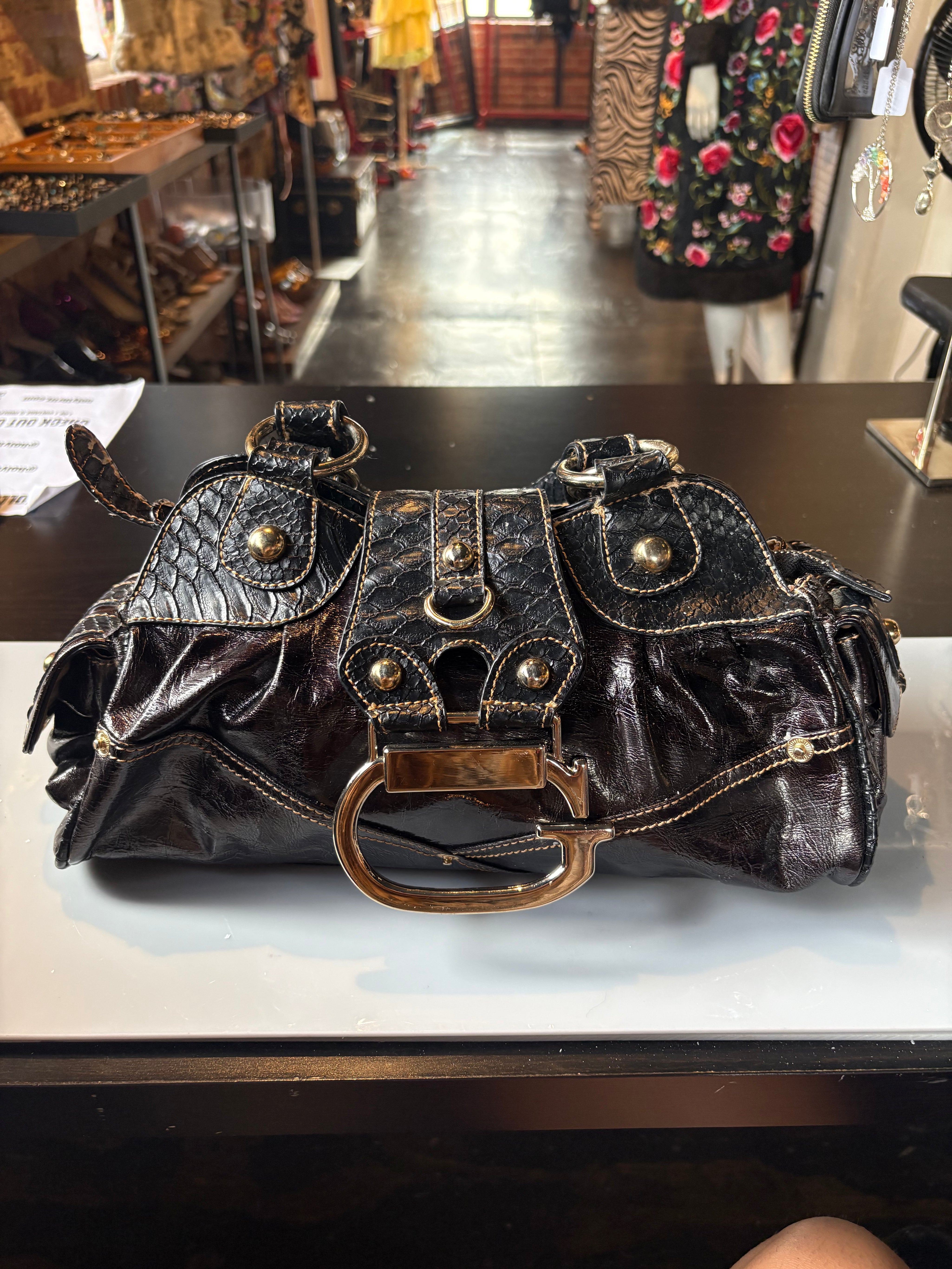 Guess Faux-Python Shoulder Bag