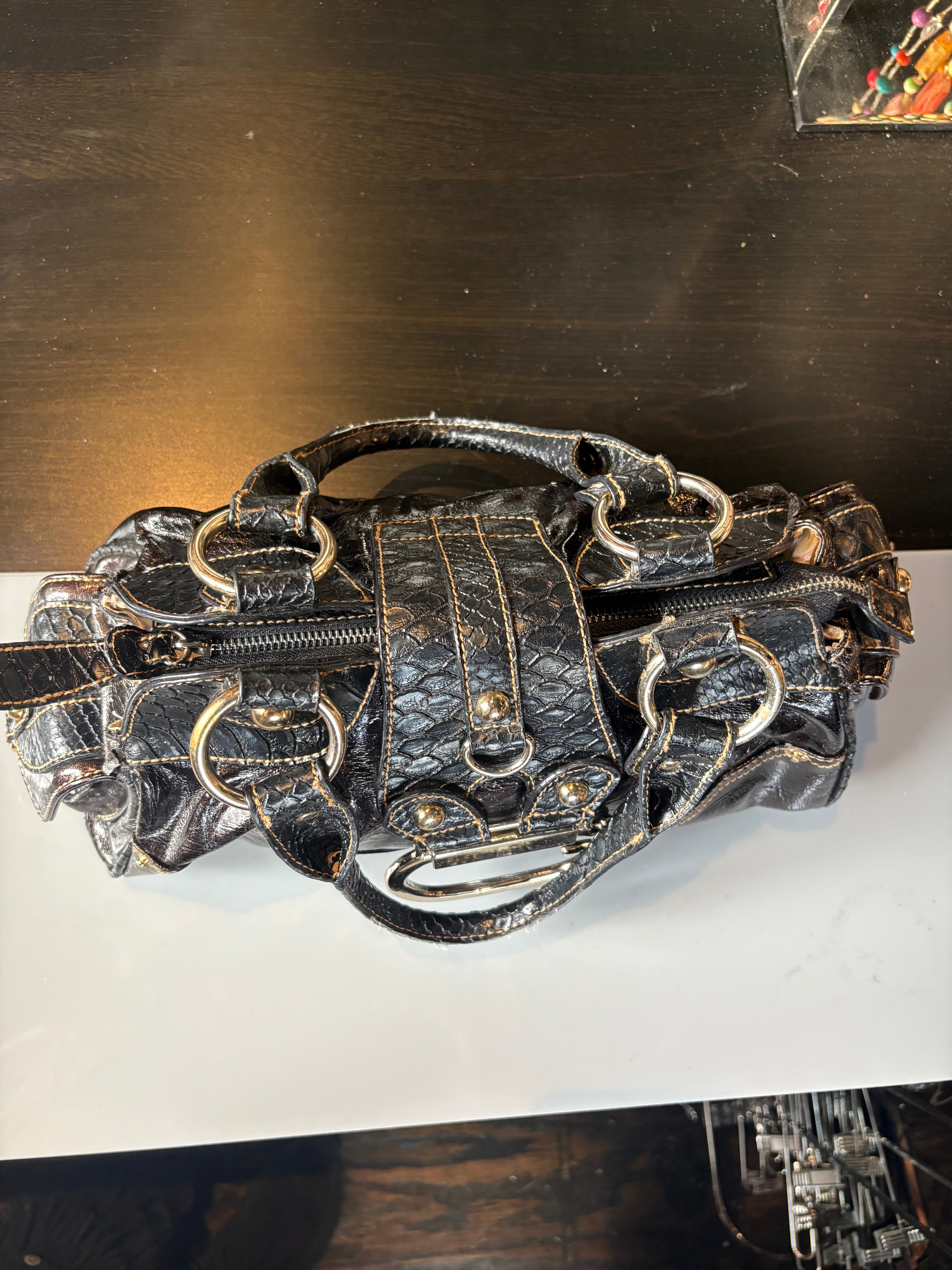 Guess Faux-Python Shoulder Bag
