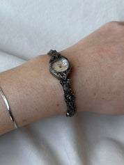 Ornate Gunmetal Dainty Watch