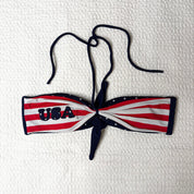 Americana Striped Micro Bikini Top (S)
