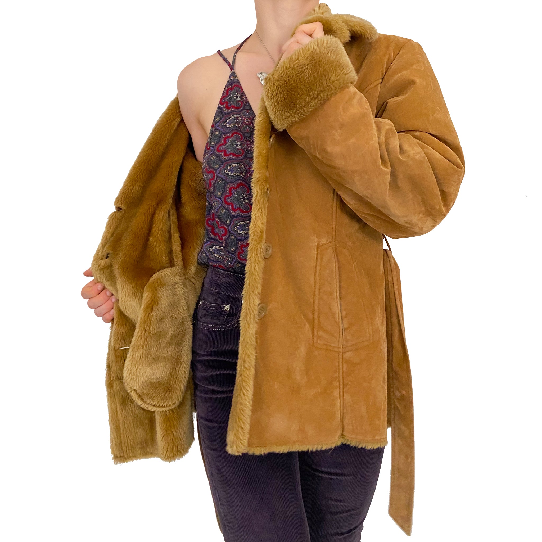 Suede and Faux Fur Jacket (L)