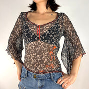 Cop Copine Whimsy Floral Silk Top (S)