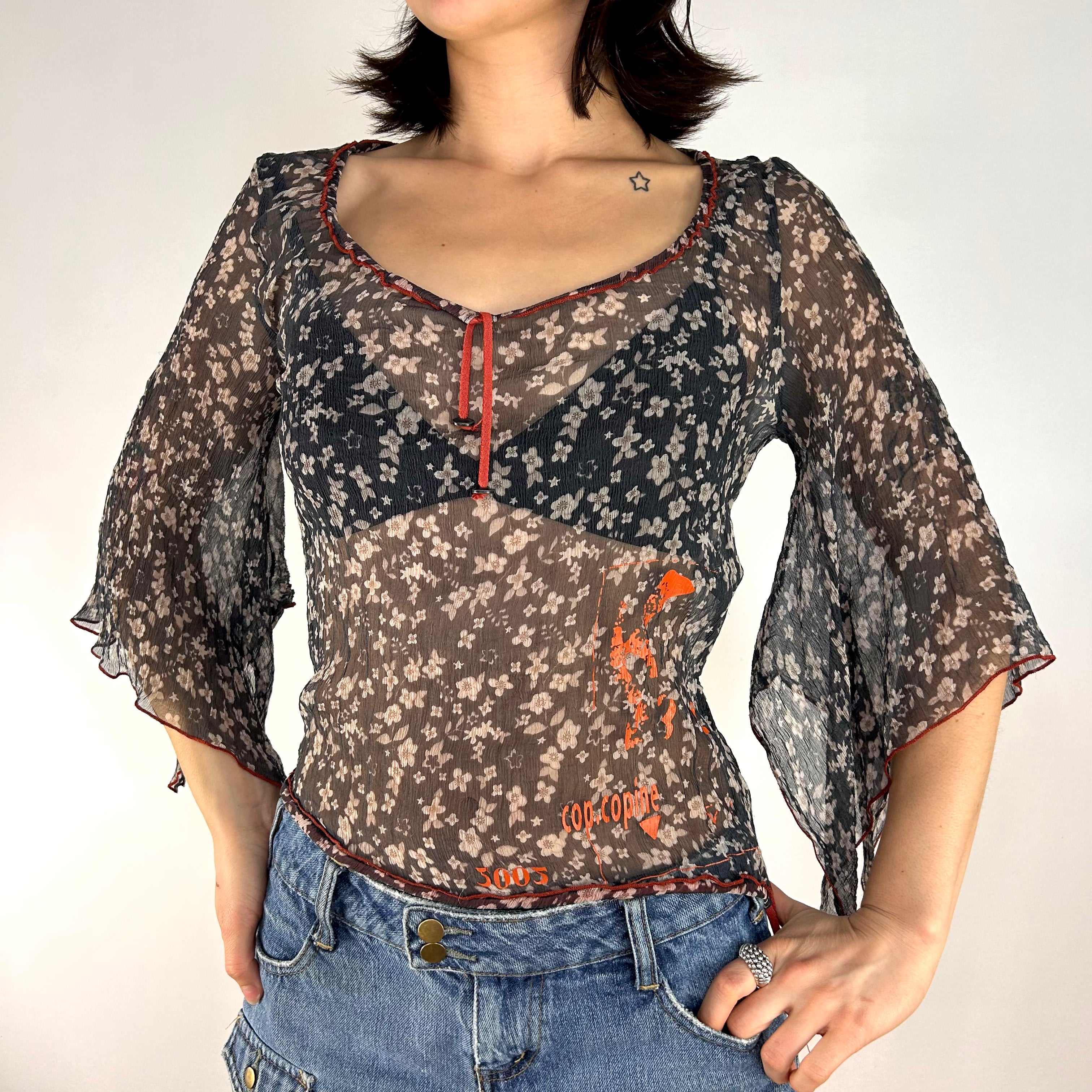 Cop Copine Whimsy Floral Silk Top (S)