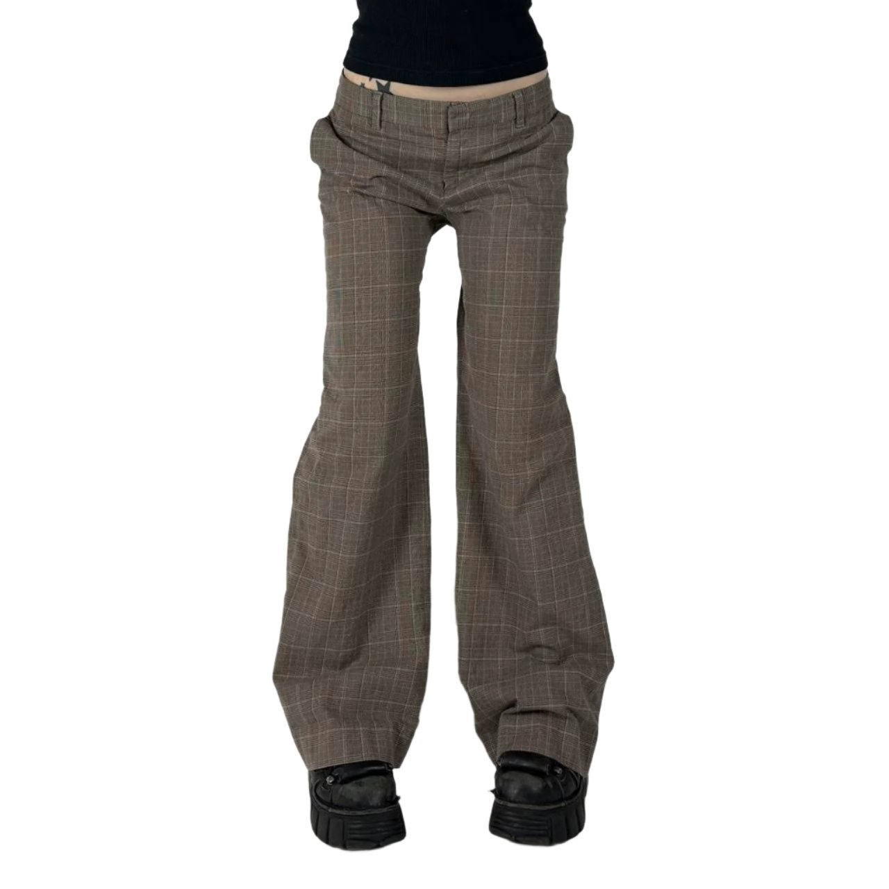 00s Plaid Flare Trousers (M)