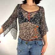 Cop Copine Whimsy Floral Silk Top (S)