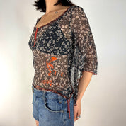 Cop Copine Whimsy Floral Silk Top (S)