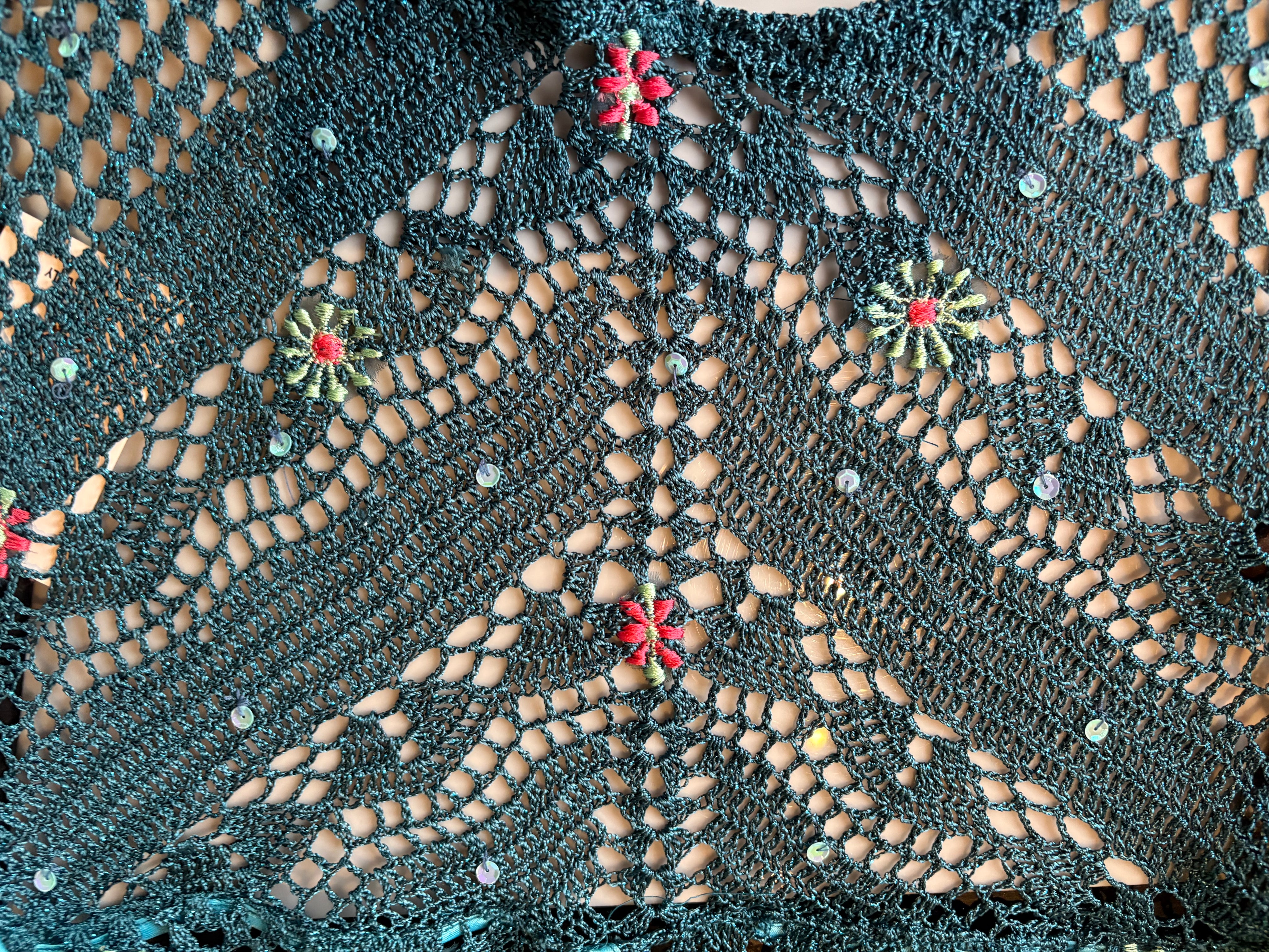 Indigo Mermaid Beaded Crochet Top (M)