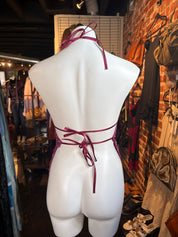 Magenta Mermaid Beaded Crochet Top (S)