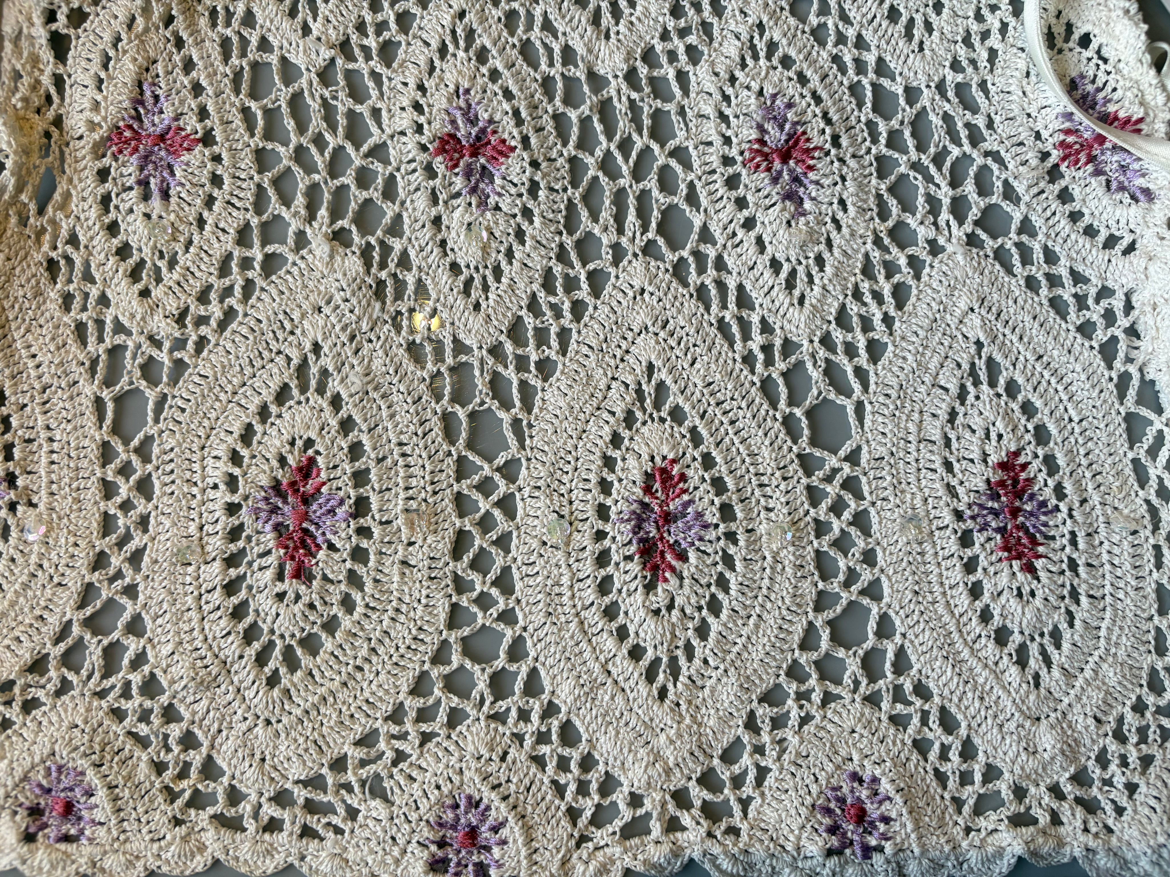 White Mermaid Beaded Crochet Top (S)
