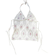 White Mermaid Beaded Crochet Top (S)