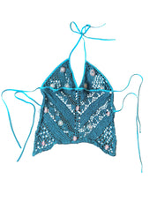 Indigo Mermaid Beaded Crochet Top (M)