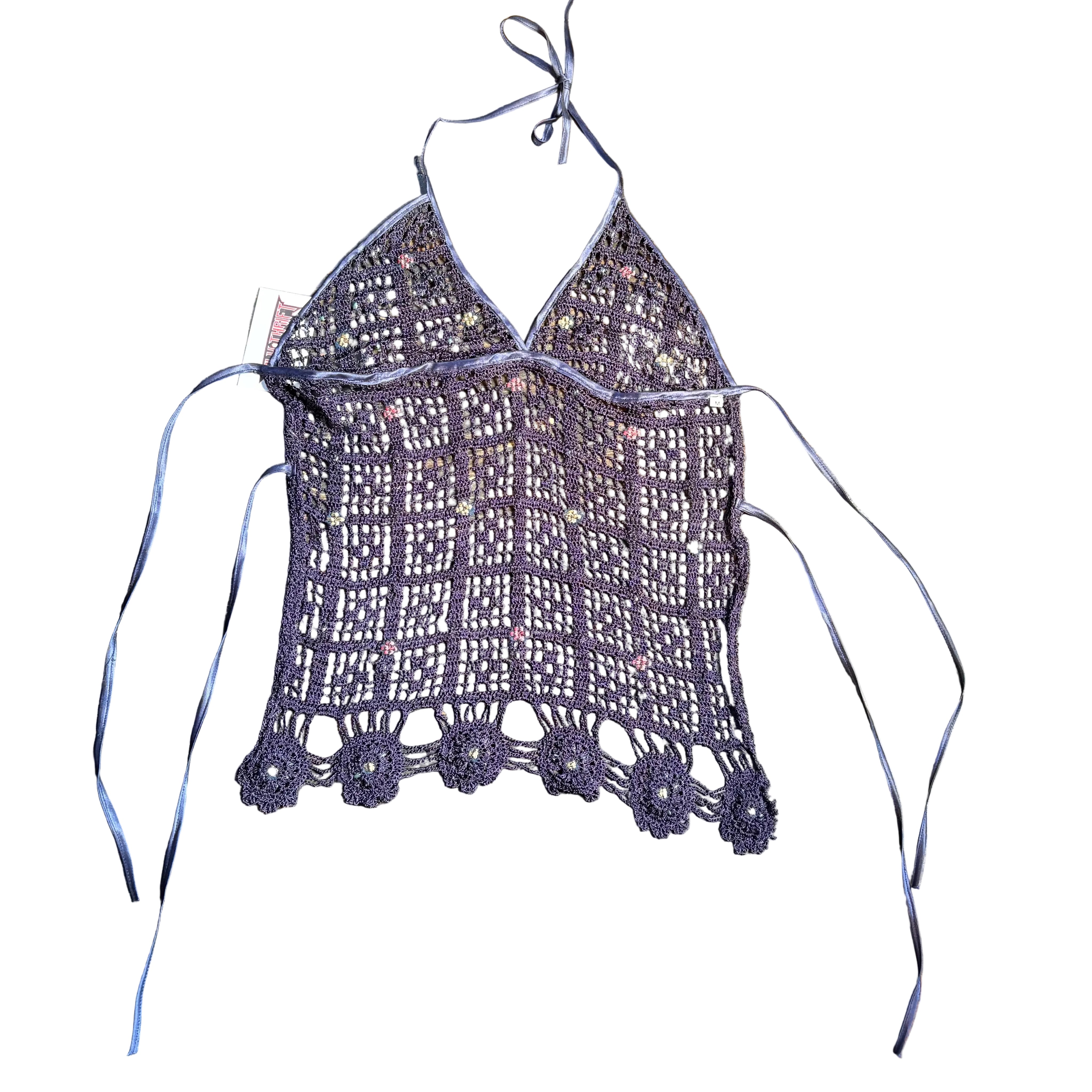 Purple Mermaid Beaded Crochet Top (M)