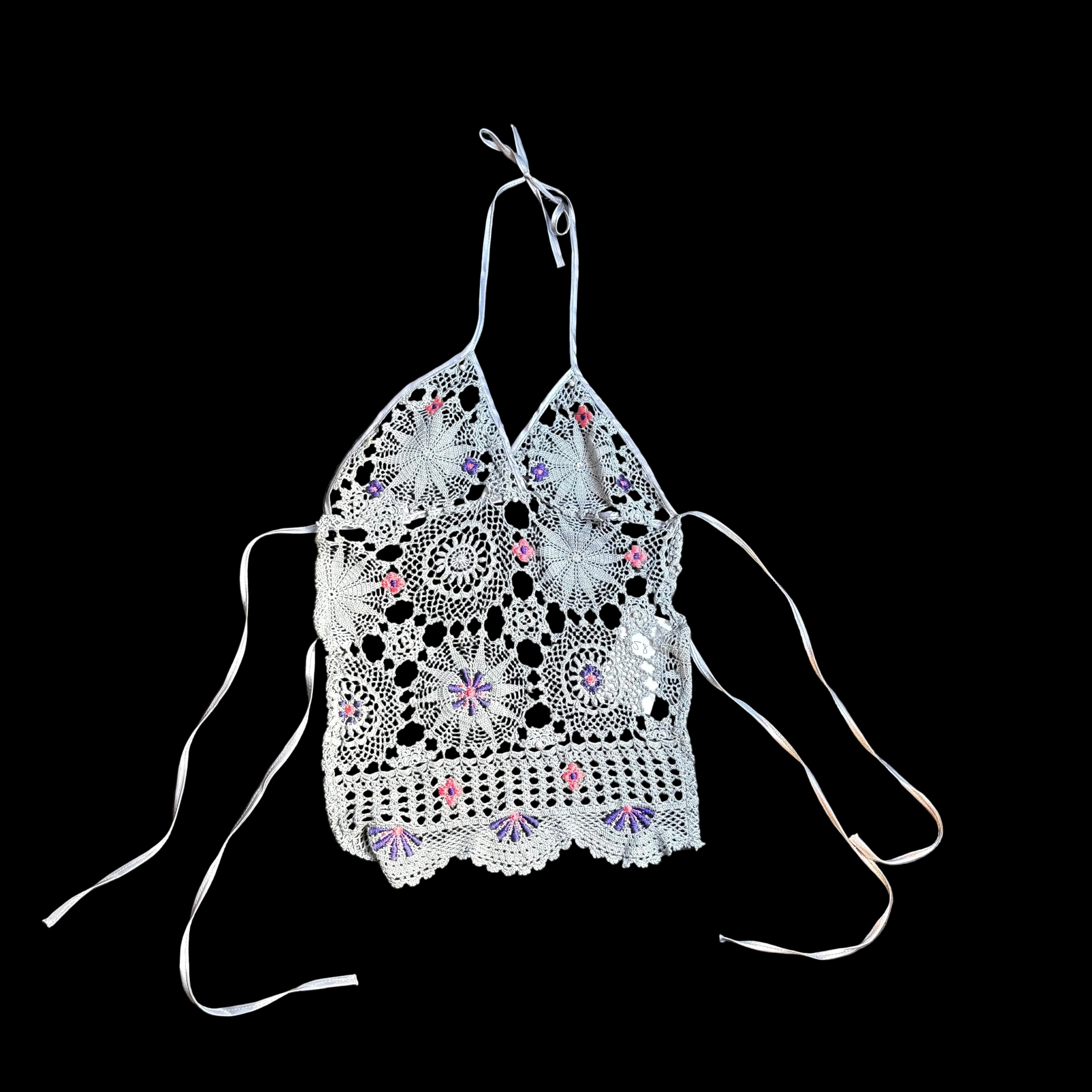 Gray Mermaid Beaded Crochet Top (S)