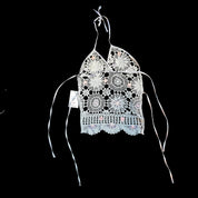 Gray Mermaid Beaded Crochet Top (S)