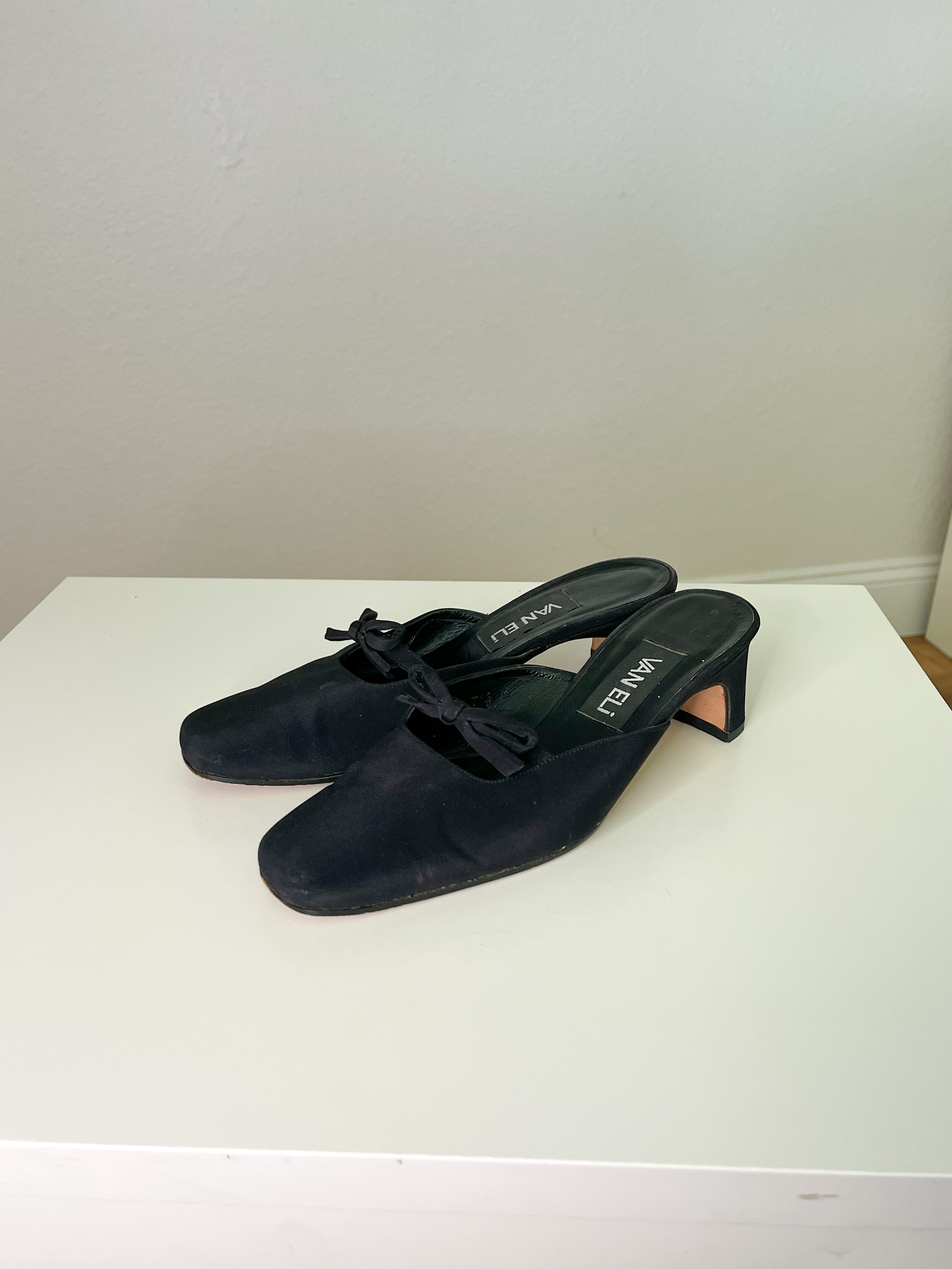Black Vintage Mule Kitten Heels (7)