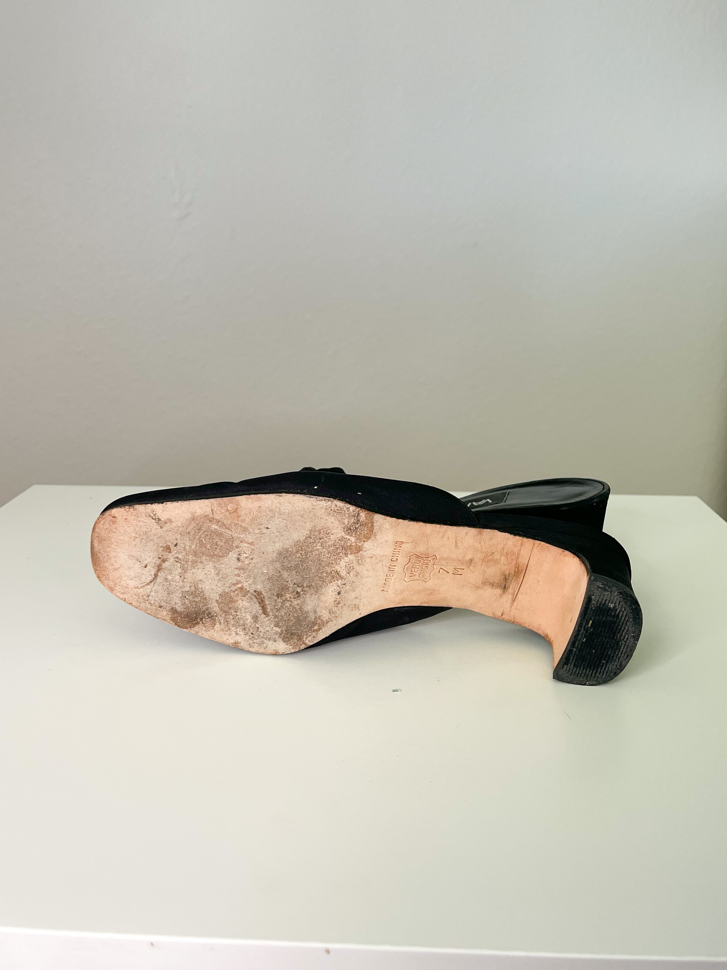 Black Vintage Mule Kitten Heels (7)