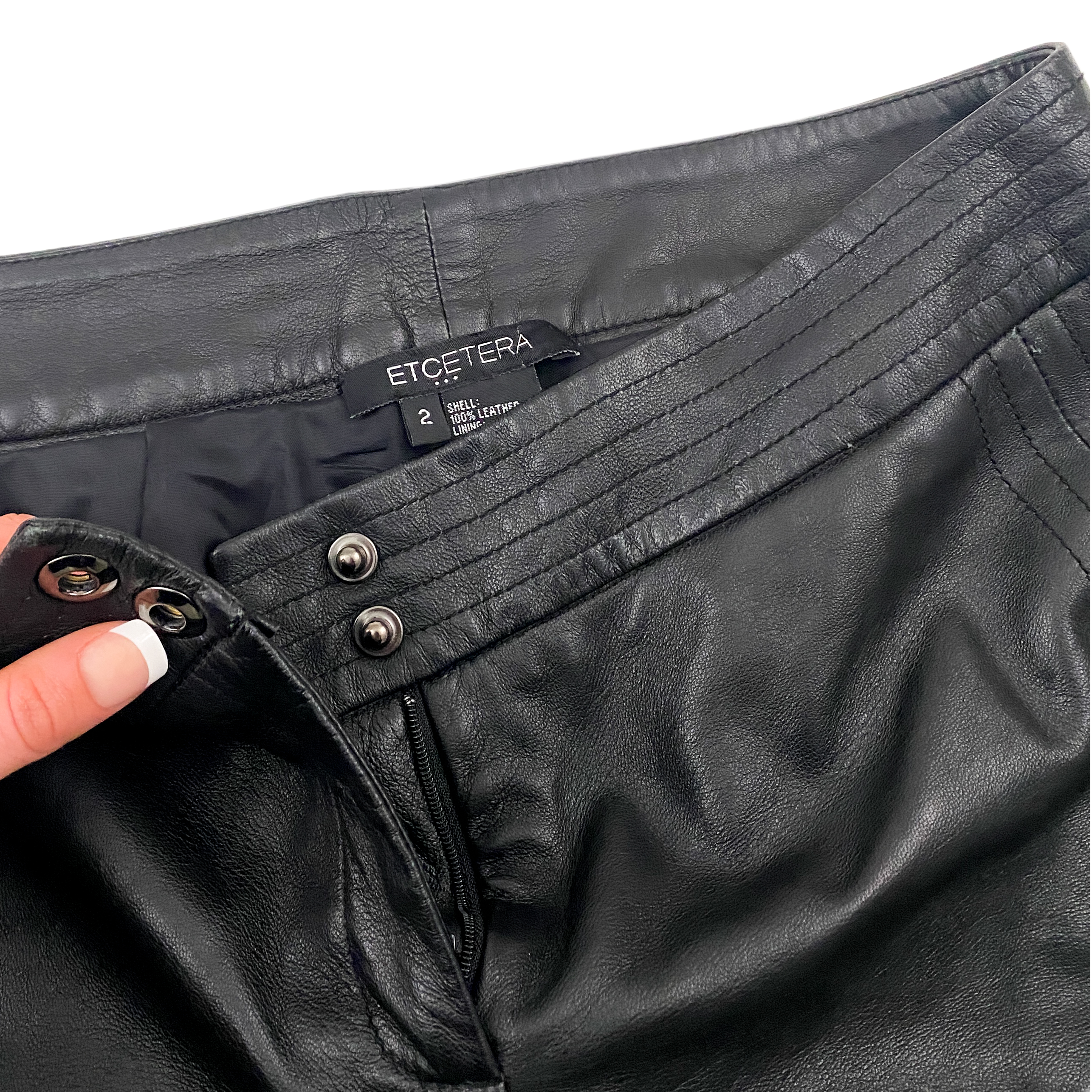 Vintage Black Leather Mid-Rise Pants (S)