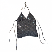 Black Mermaid Beaded Crochet Top (L)