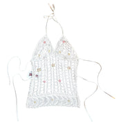 White Mermaid Beaded Crochet Top (S)