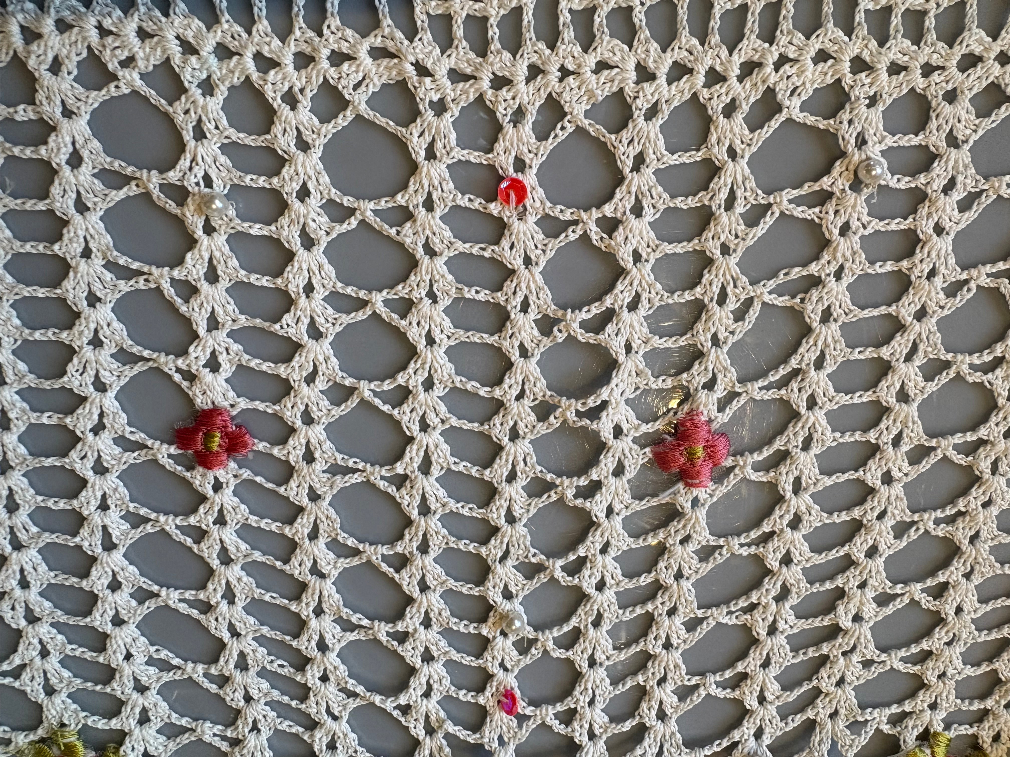 White Mermaid Beaded Crochet Top (S)