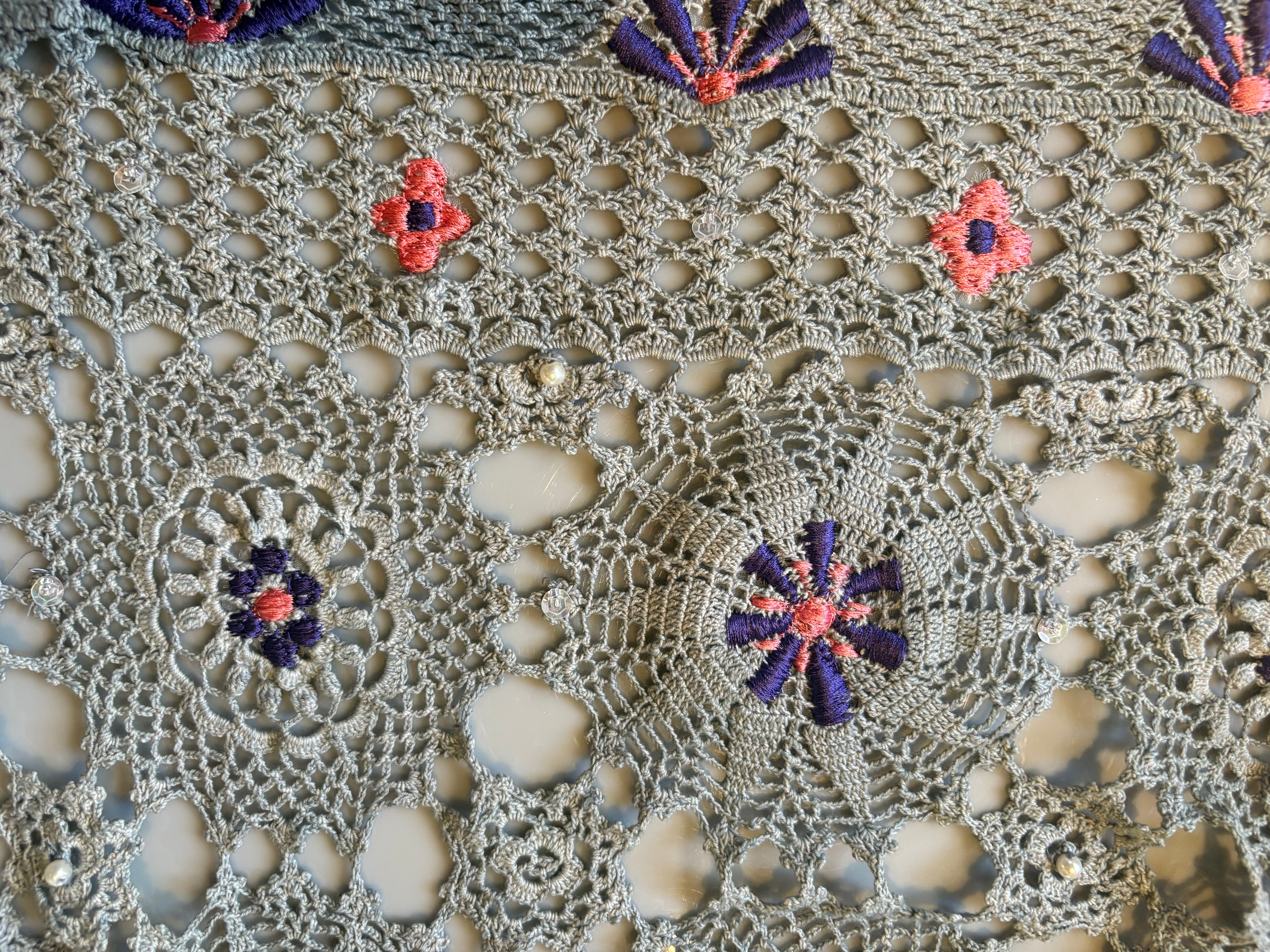 Gray Mermaid Beaded Crochet Top (S)