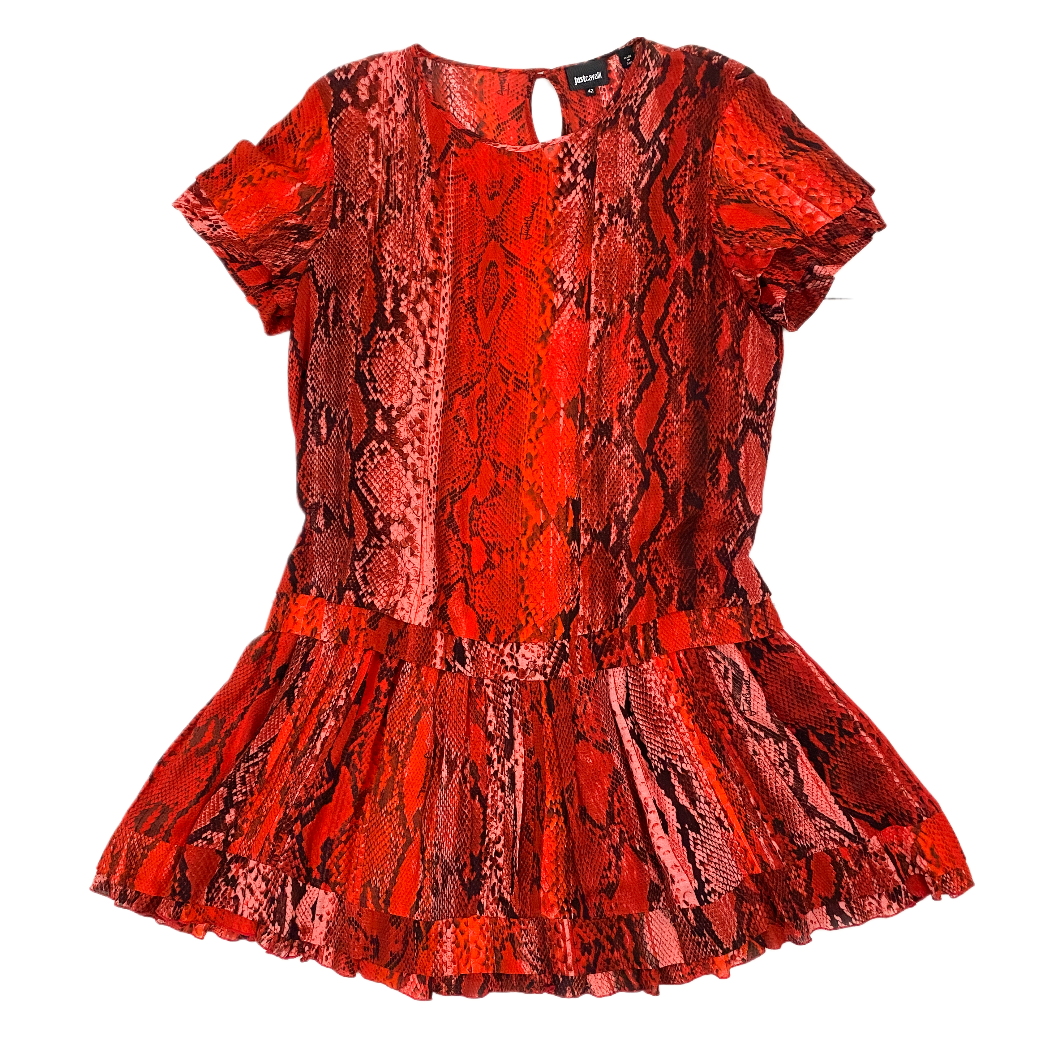 Just Cavalli Red Hot Snakeskin Dress (M/L)