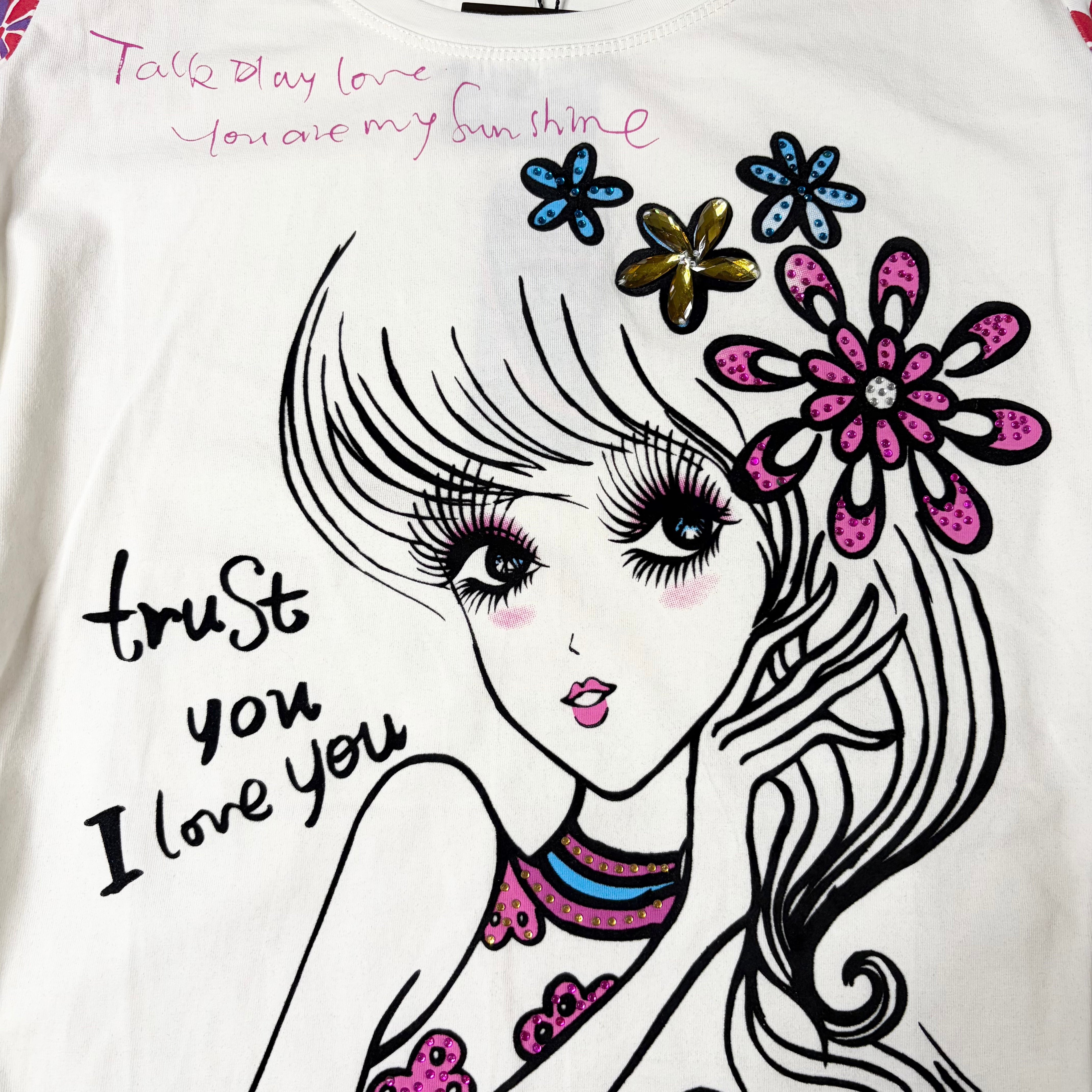 Deadstock Custo Barcelona Ruched Graphic Top (M)