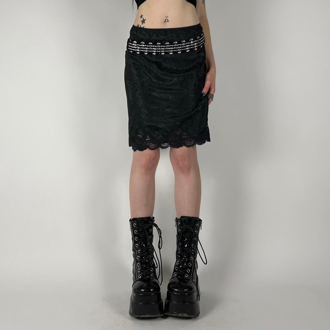 80s Jacquard Slip Skirt (M)