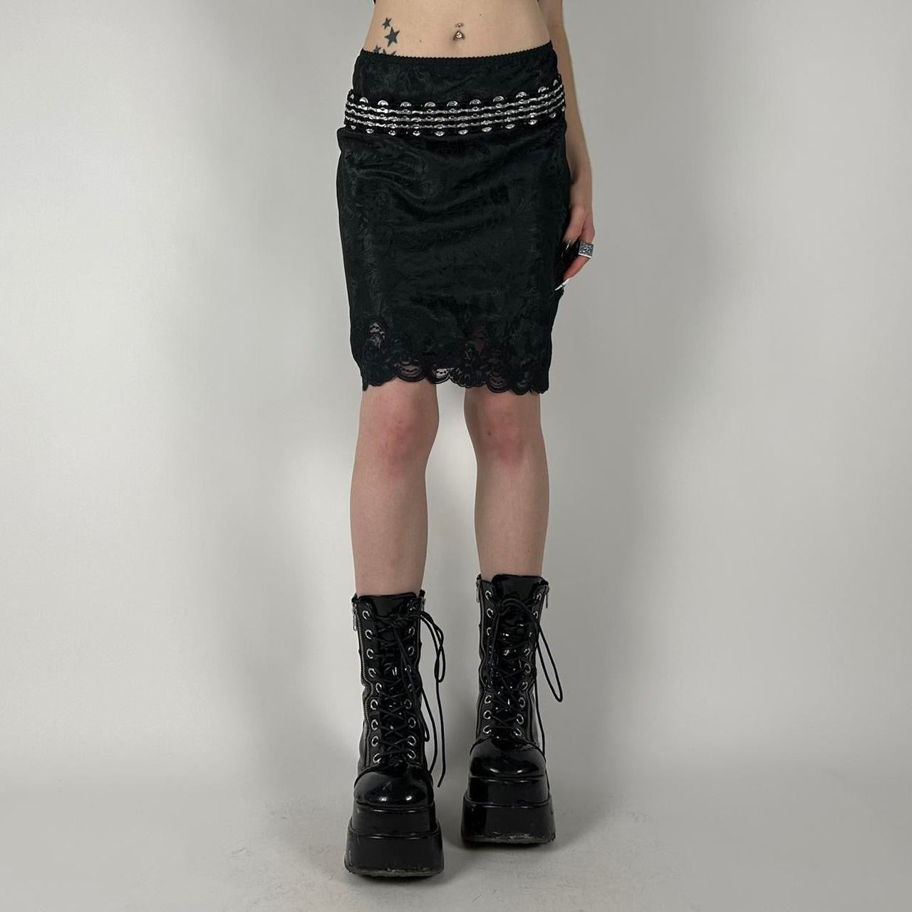 80s Jacquard Slip Skirt (M)
