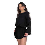 Black Boho Glam Mini Dress (M)