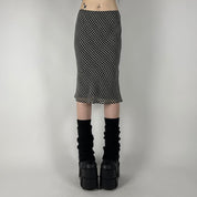 90s Houndstooth Organza Midi Skirt (M)