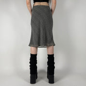 90s Houndstooth Organza Midi Skirt (M)