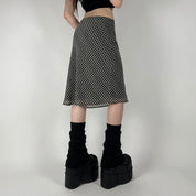 90s Houndstooth Organza Midi Skirt (M)