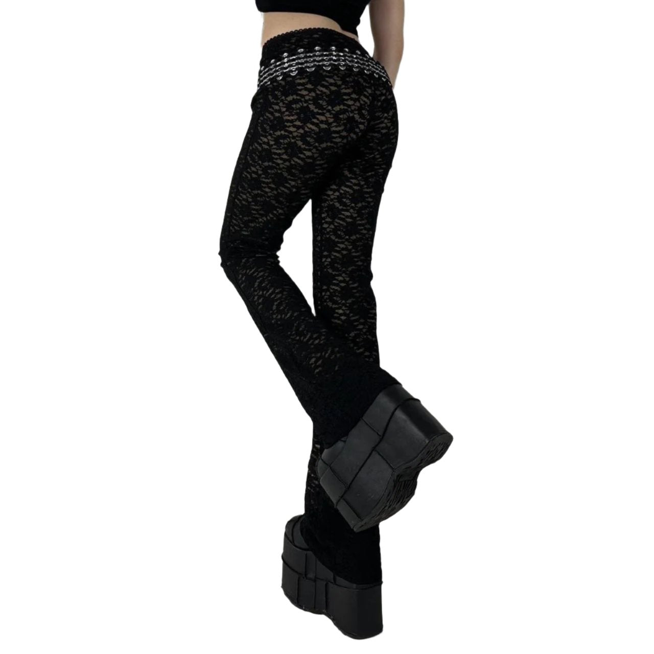 Y2K Lace Flare Pants (M)