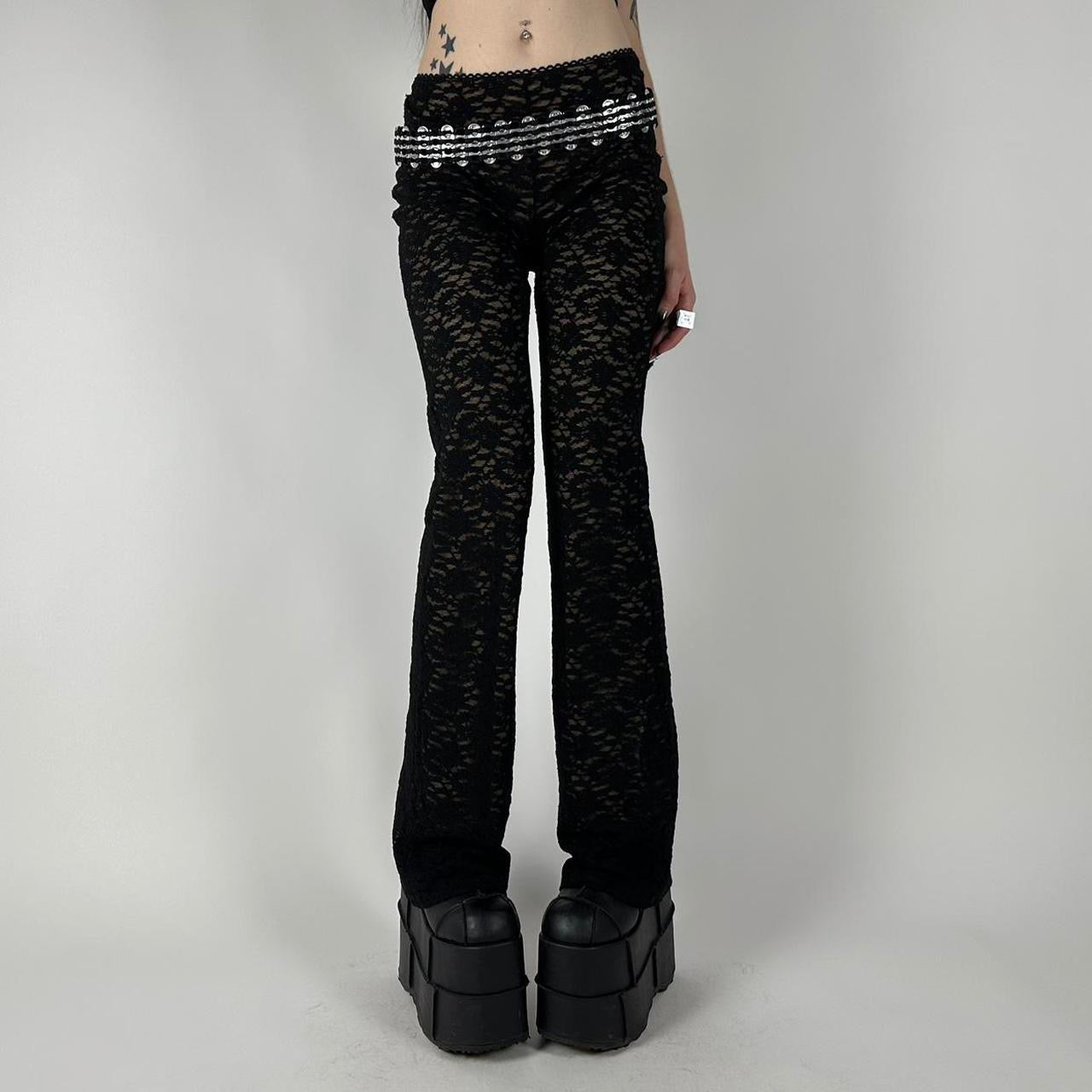 Y2K Lace Flare Pants (M)