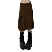 Y2K Brown Midi Skirt (S)