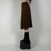 Y2K Brown Midi Skirt (S)