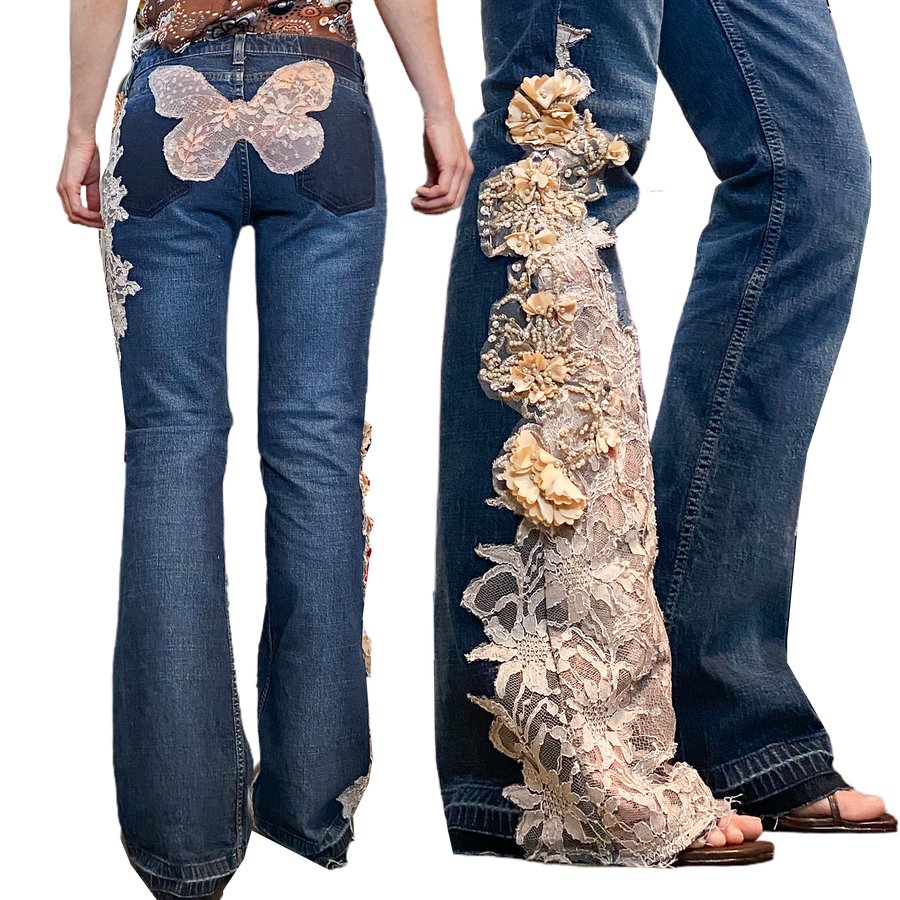 Energy Angel Embellished Lace Fairy Jeans (S)