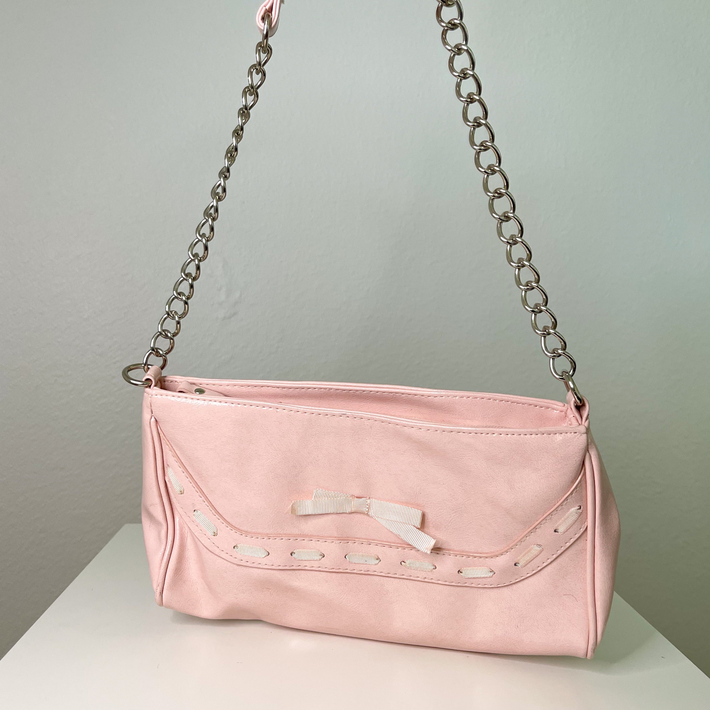 Baby Pink Y2K Chain Shoulder Bag