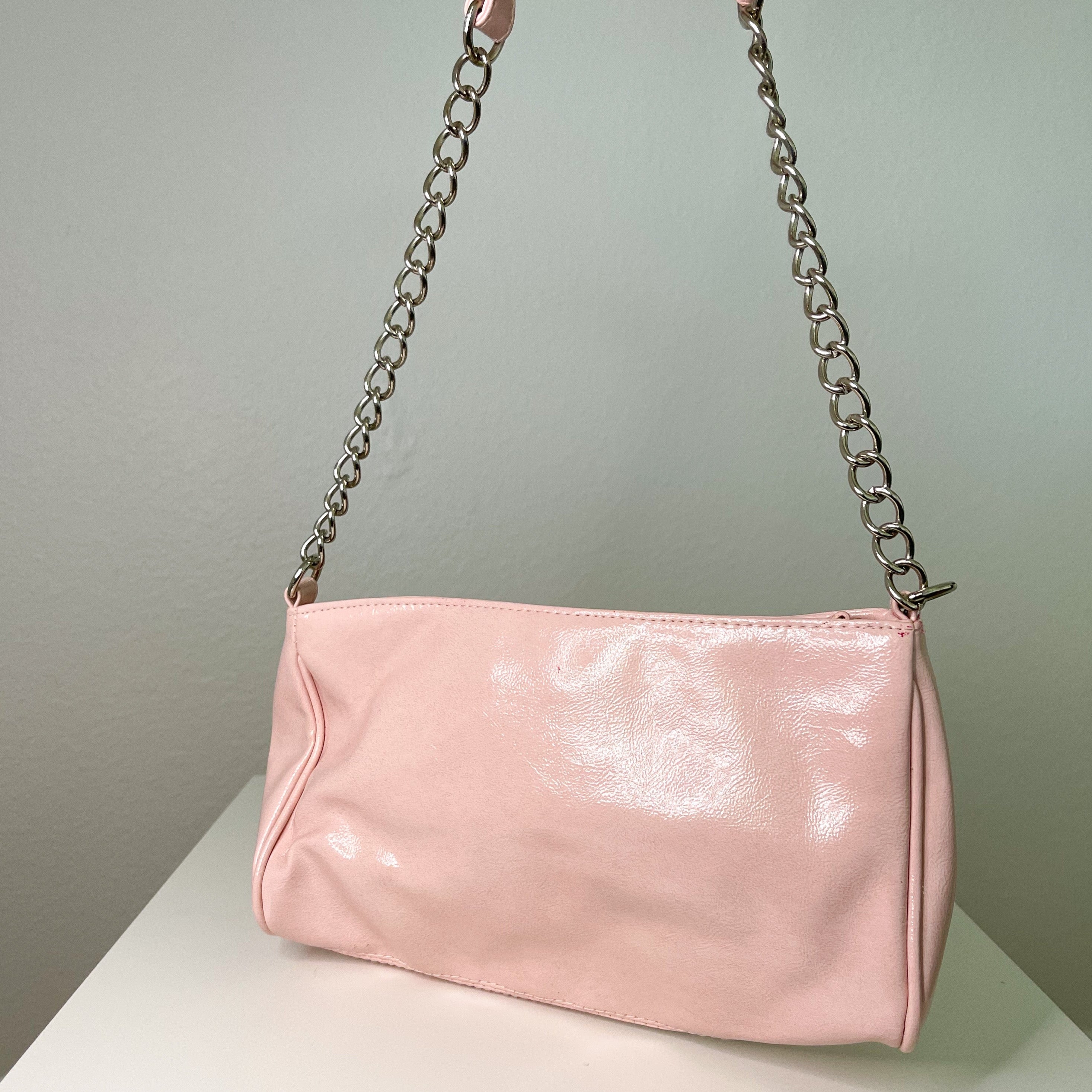 Baby Pink Y2K Chain Shoulder Bag
