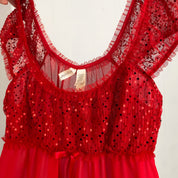 Red Mesh Sequin Babydoll Top (M)